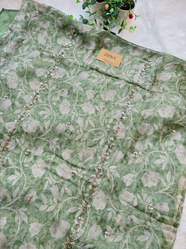 ✨ Pure Crepe Handwork Unstitched Suit ✨