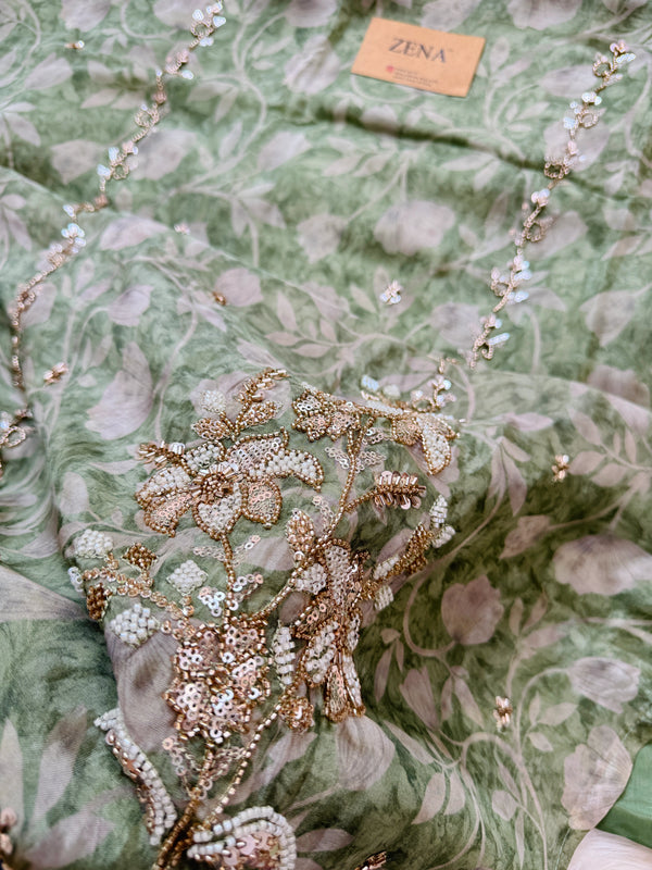 ✨ Pure Crepe Handwork Unstitched Suit ✨