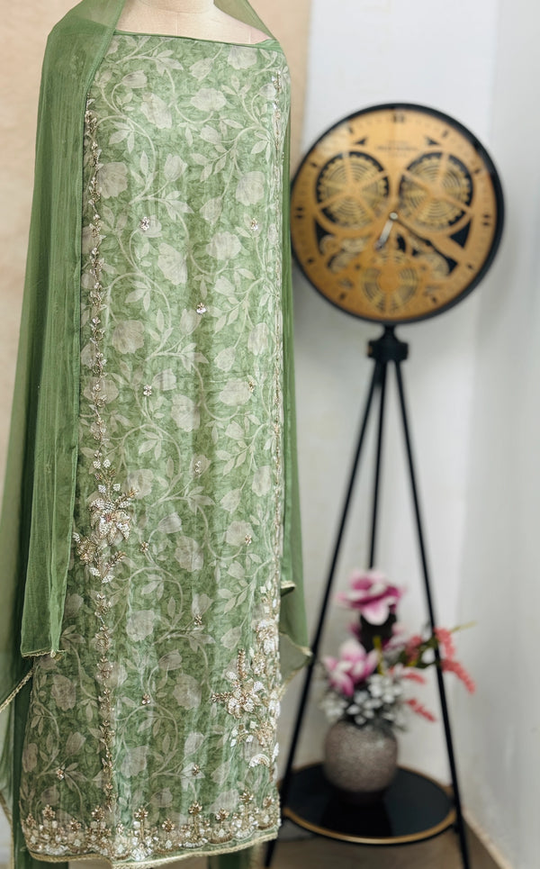 ✨ Pure Crepe Handwork Unstitched Suit ✨