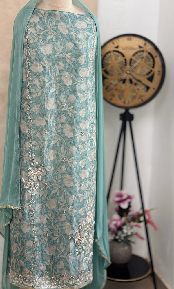 ✨ Pure Crepe Handwork Unstitched Suit ✨