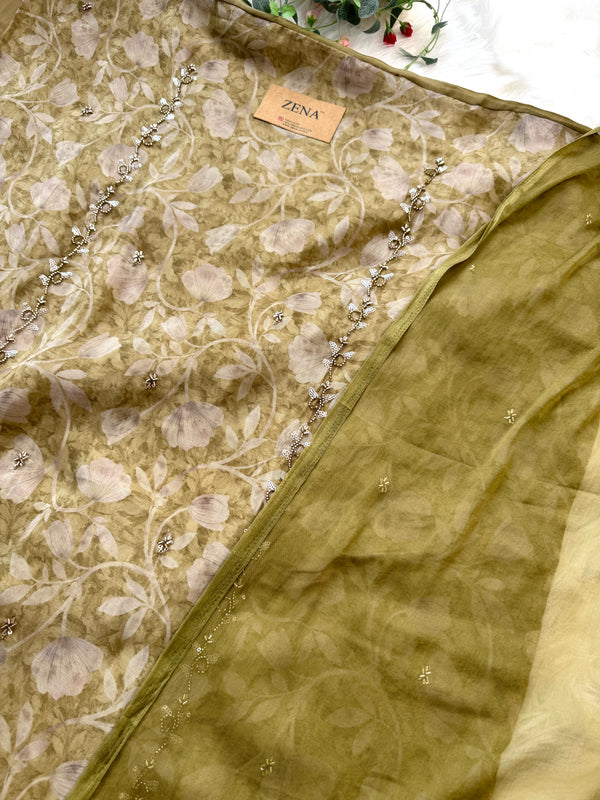 ✨ Pure Crepe Handwork Unstitched Suit ✨