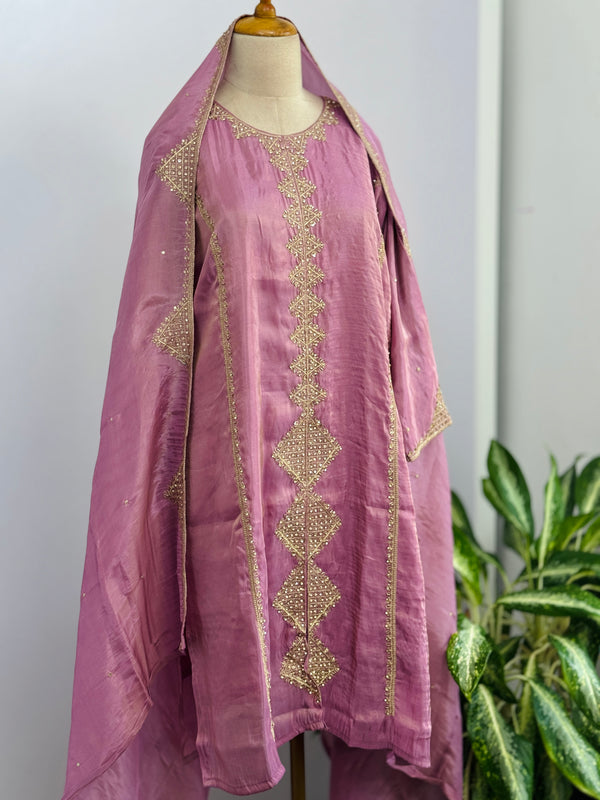 Tissue Silk Handwork Partywear Suit