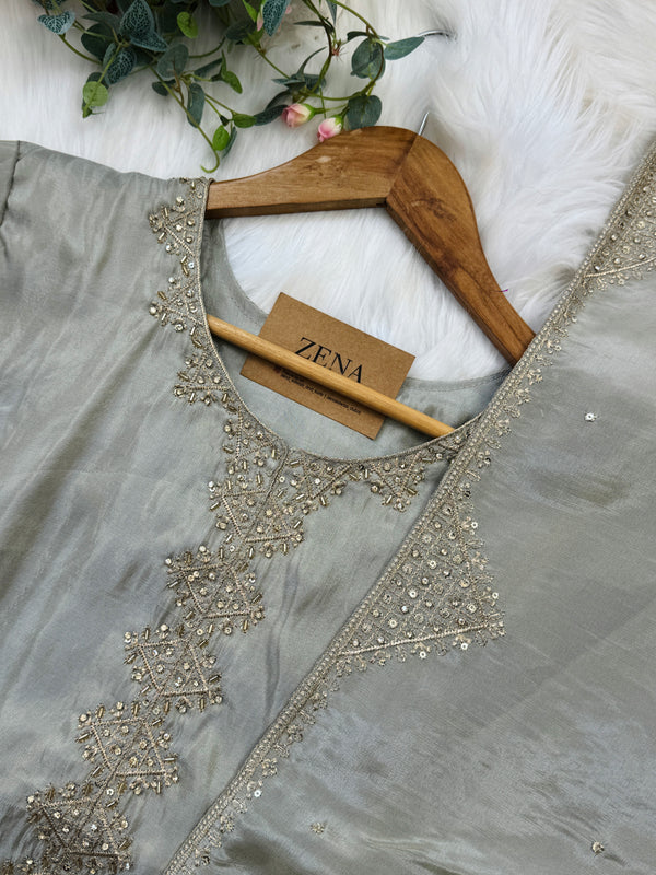 Tissue Silk Handwork Partywear Suit