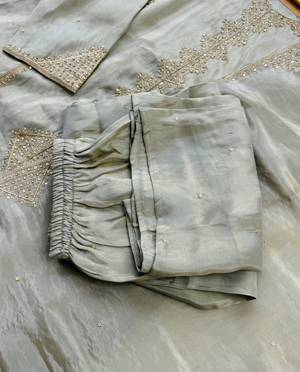 Tissue Silk Handwork Partywear Suit