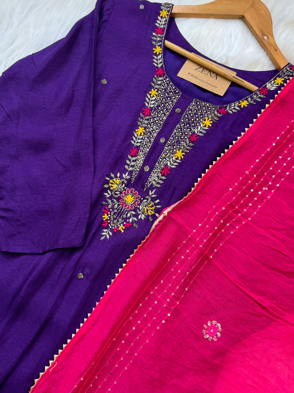 Dola Silk Handwork Kurti Set