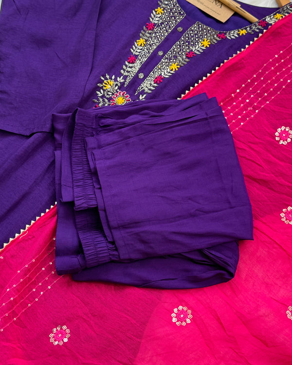 Dola Silk Handwork Kurti Set