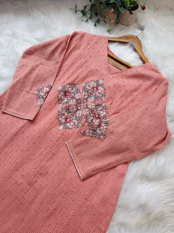 ✨ Pure Cotton Embroidered Kurti Set ✨
