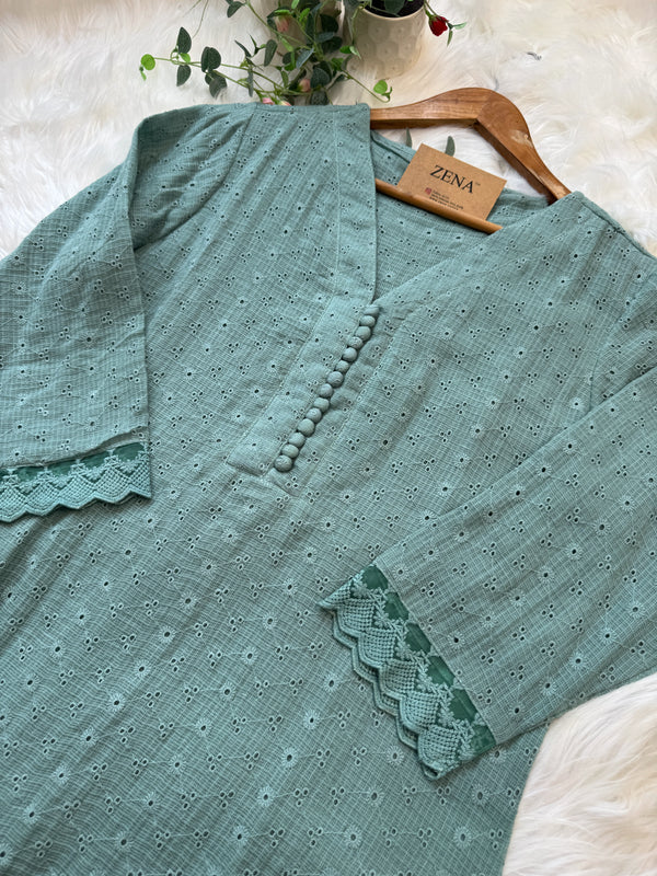 ✨ Pure Cotton Hacoba A-Line Kurti Set ✨