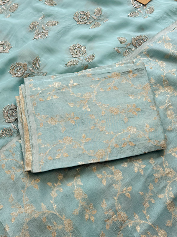 ✨ Premium Tissue Silk Handwork Unstitched Suit ✨