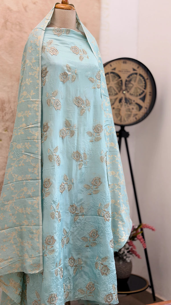 ✨ Premium Tissue Silk Handwork Unstitched Suit ✨