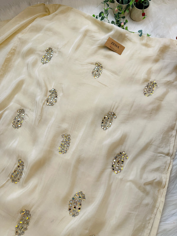 Partywear Crepe Handwork Unstitched Suit ✨