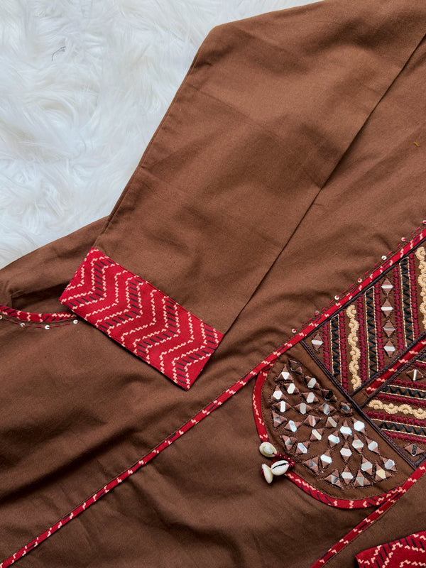 ✨ Pure Cotton Mirror Work Slitted Kurti Set ✨