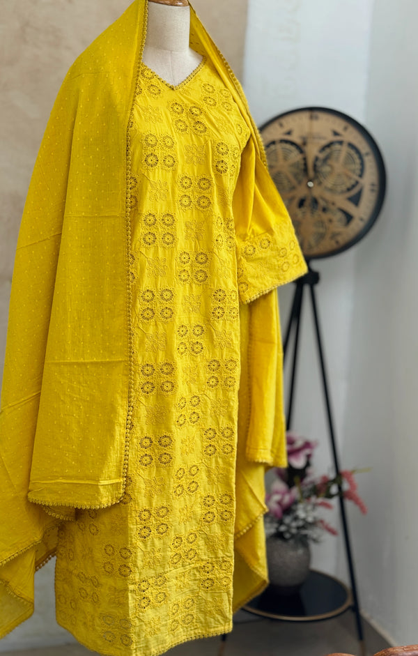 ✨ Pure Cotton Thread Work A-Line Kurti Set ✨