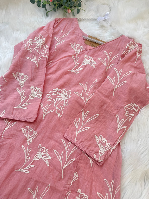 ✨ Pure Mul Chanderi Embroidered A-Line Kurti Set ✨