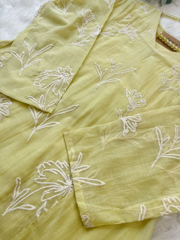 ✨ Pure Mul Chanderi Embroidered A-Line Kurti Set ✨