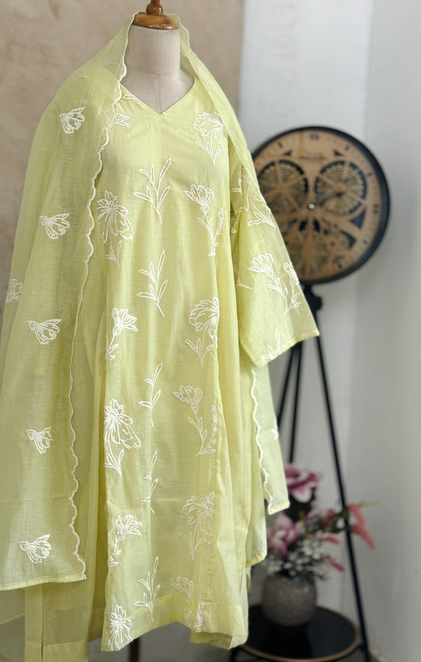 ✨ Pure Mul Chanderi Embroidered A-Line Kurti Set ✨