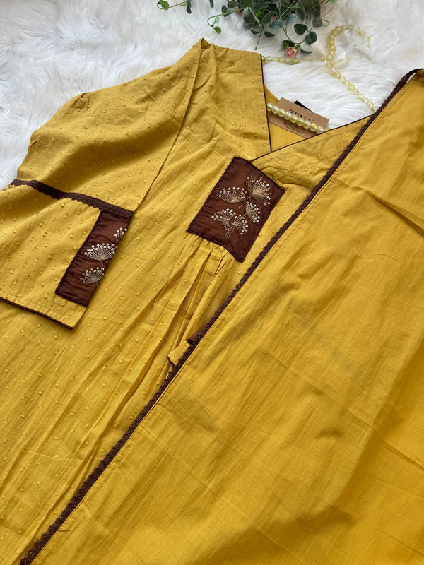 ✨ Pure Cotton Hand Detailed Anarkali Set ✨