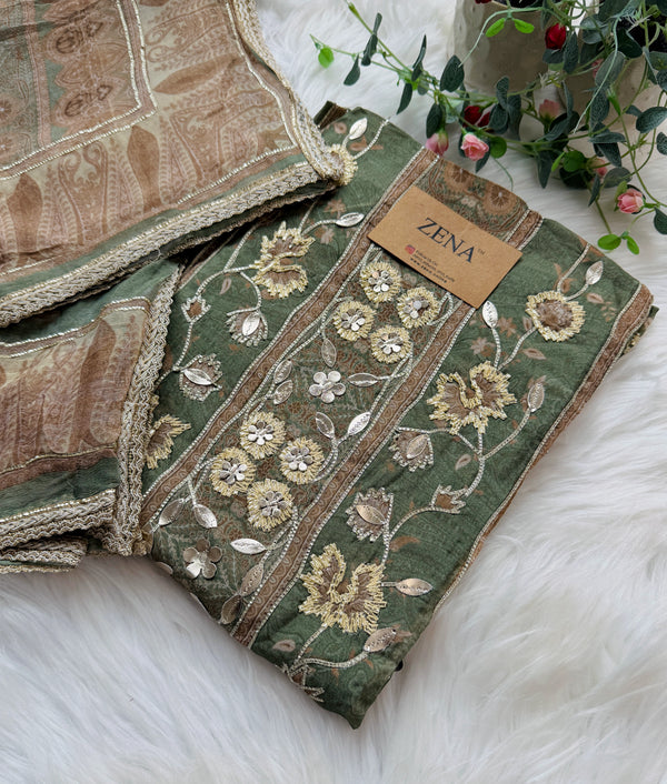 ✨ Pure Crepe Handwork Unstitched Suit ✨