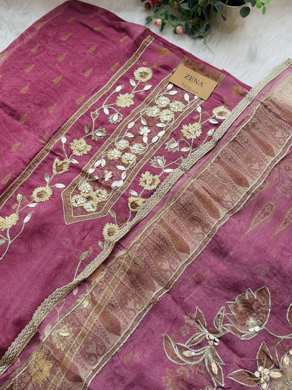 ✨ Pure Crepe Handwork Unstitched Suit ✨