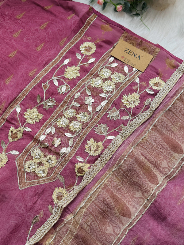 ✨ Pure Crepe Handwork Unstitched Suit ✨
