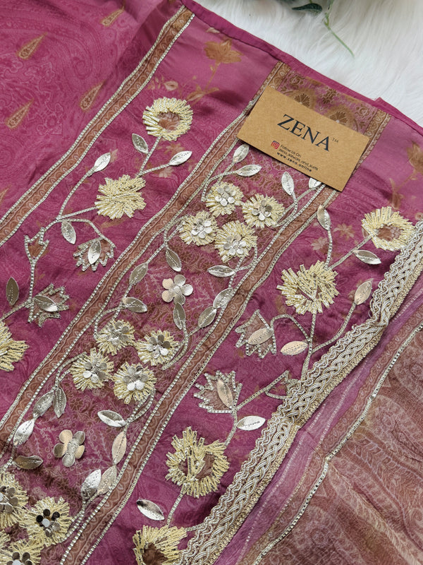 ✨ Pure Crepe Handwork Unstitched Suit ✨