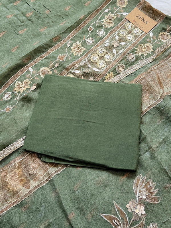 ✨ Pure Crepe Handwork Unstitched Suit ✨