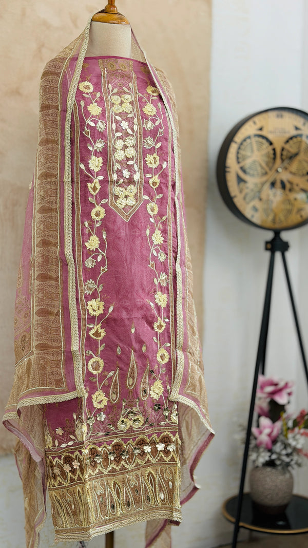 ✨ Pure Crepe Handwork Unstitched Suit ✨