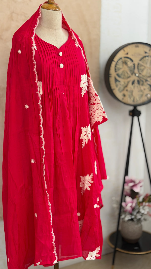 ✨ Mul Chanderi Embroidered Anarkali Set ✨