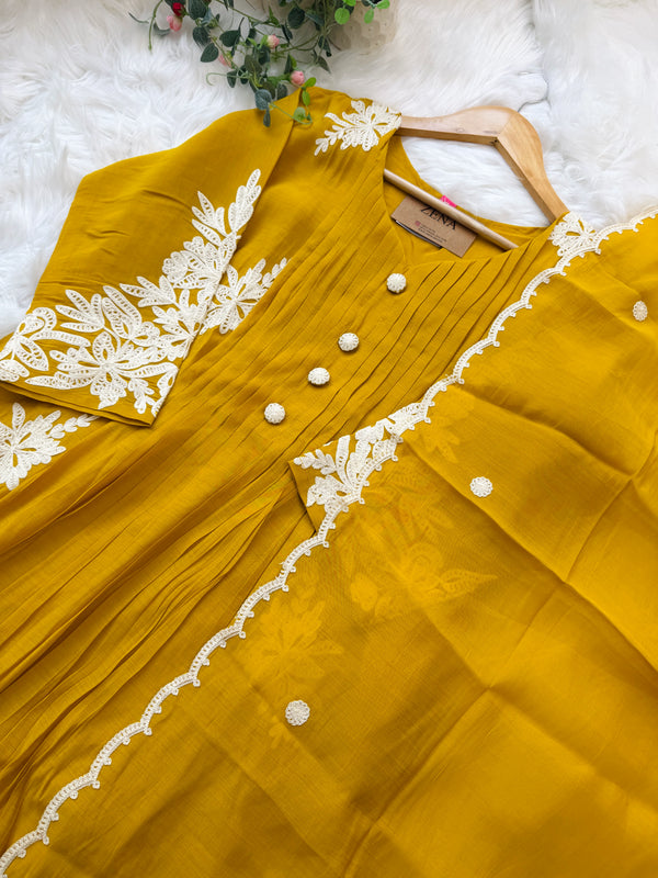 ✨ Mul Chanderi Embroidered Anarkali Set ✨
