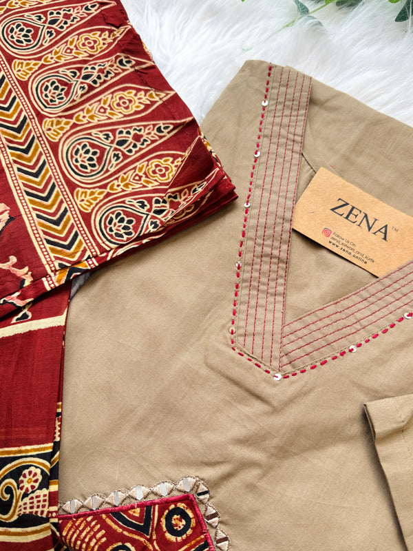 ✨ Pure Cotton Mirror Work Kurti Set ✨
