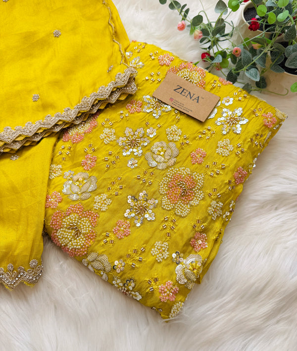 ✨ Premium Cosmo Tissue Silk Handwork Unstitched Suit ✨