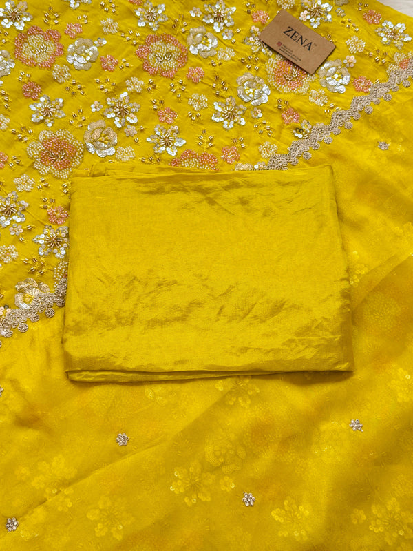 ✨ Premium Cosmo Tissue Silk Handwork Unstitched Suit ✨