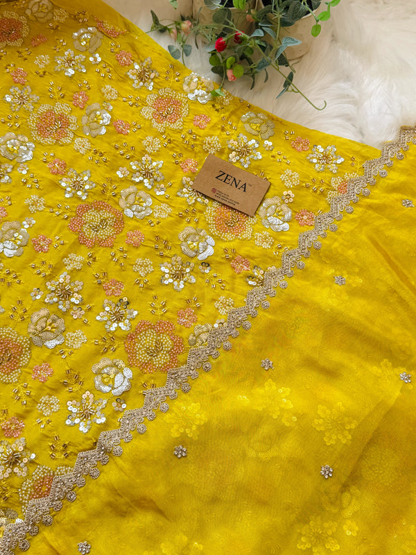 ✨ Premium Cosmo Tissue Silk Handwork Unstitched Suit ✨