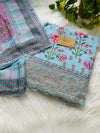Pure Muslin Digital Printed Suit with Pure Chinnon Digital Printed Organza Border Dupatta