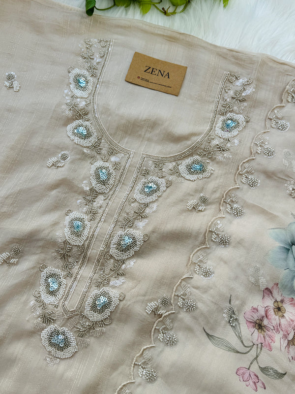 Unstitched Tissue Silk Party Wear Suit with Organza Dupatta