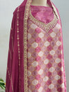 Premium Moga Silk Jacquard | Handwork Suit with Silk Georgette Dupatta