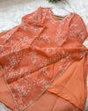 ✨ Glass Chanderi Embroidered A-Line Kurti Set ✨