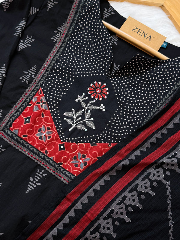 ✨ Pure Cotton Kurti Set Paired with Kota Doria Dupatta ✨