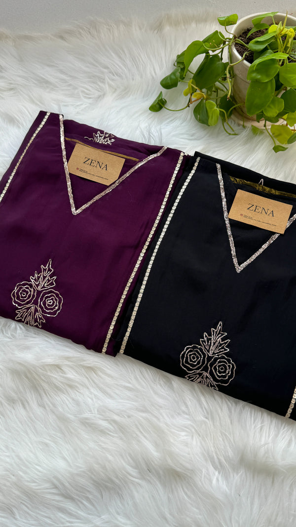Mul Chanderi Handwork Kurti Set- Ready to Wear