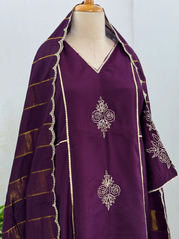 Mul Chanderi Handwork Kurti Set- Ready to Wear