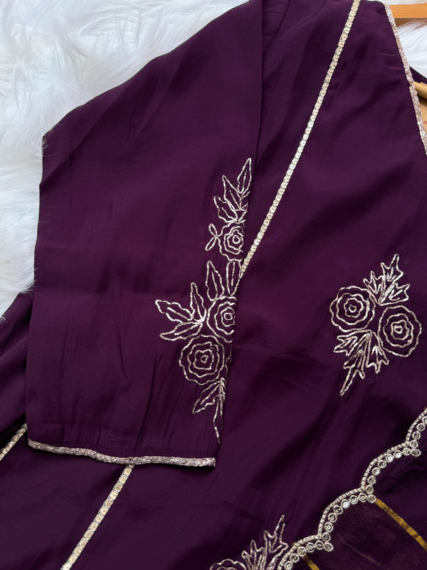 Mul Chanderi Handwork Kurti Set- Ready to Wear