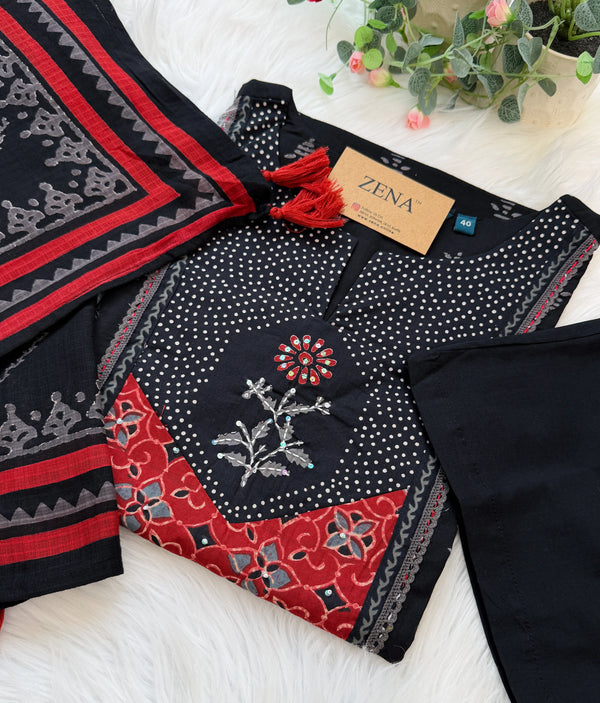 ✨ Pure Cotton Kurti Set Paired with Kota Doria Dupatta ✨