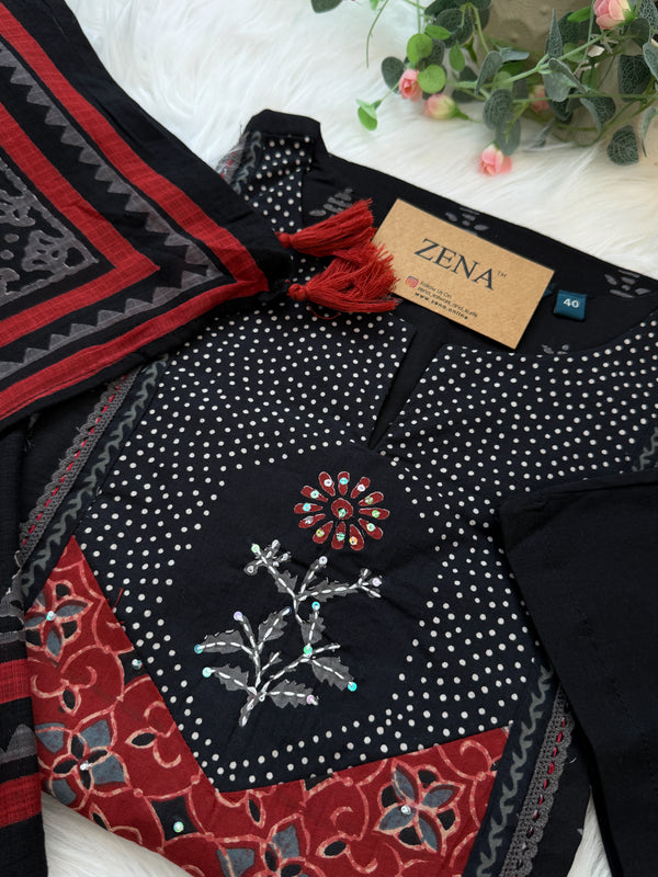 ✨ Pure Cotton Kurti Set Paired with Kota Doria Dupatta ✨