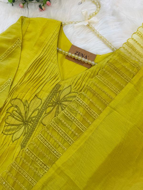 ✨ Glass Chanderi Anarkali Kurti Set ✨