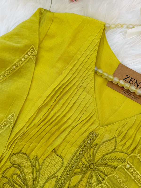 ✨ Glass Chanderi Anarkali Kurti Set ✨
