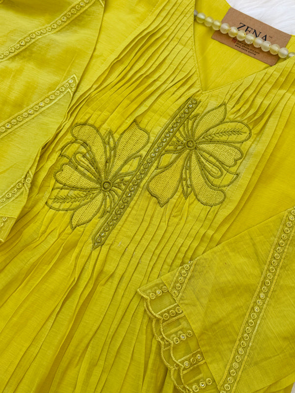 ✨ Glass Chanderi Anarkali Kurti Set ✨