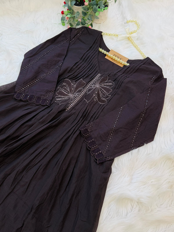 ✨ Glass Chanderi Anarkali Kurti Set ✨
