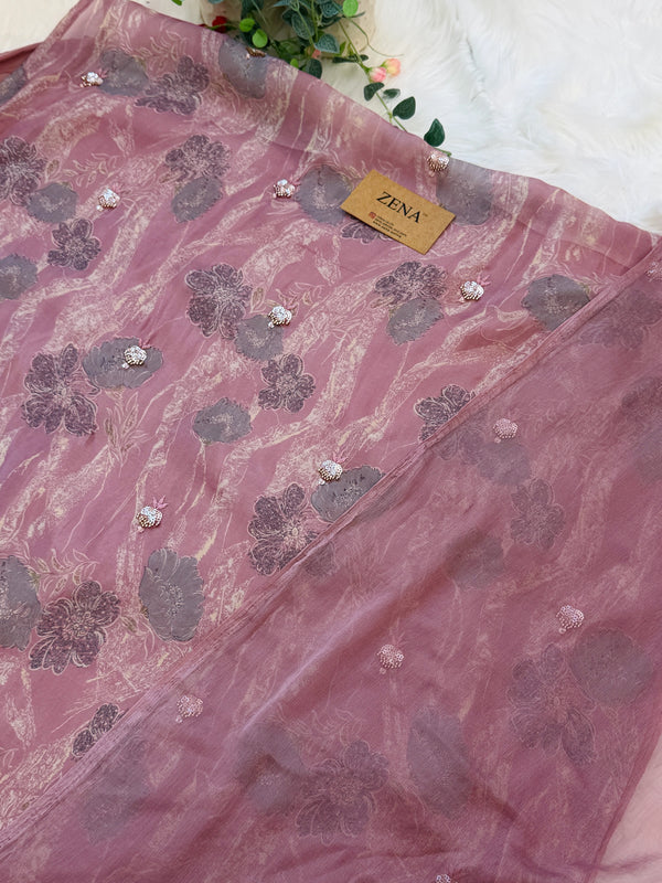 ✨ Pure Crepe Handwork Unstitched Suit ✨