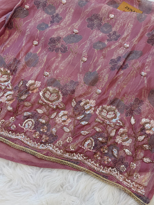 ✨ Pure Crepe Handwork Unstitched Suit ✨