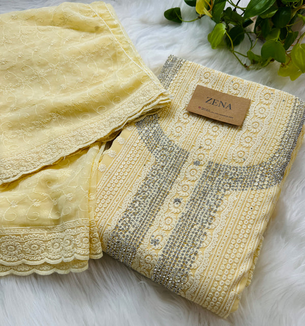 Georgette Unstitched Chikankari Suit – Classic Elegance, Your Style